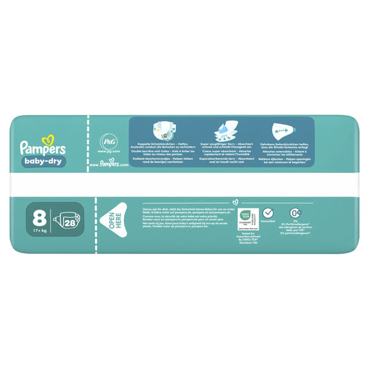 Couches Bébés Baby-Dry 17+ Kg Taille 8 PAMPERS
