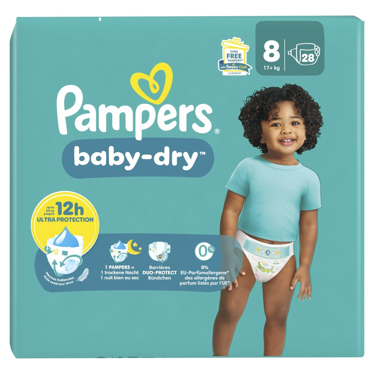 Couches Bébés Baby-Dry 17+ Kg Taille 8 PAMPERS