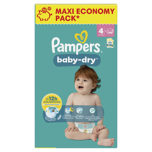Couches Bébés Baby-Dry 9-14kg Taille 4 PAMPERS
