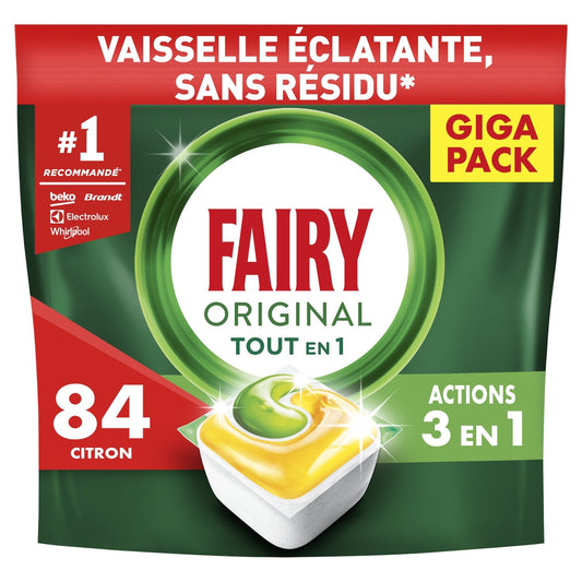 Tablette Lave-Vaisselle Original Tout en 1 Citron FAIRY le sachet de 84 tablettes