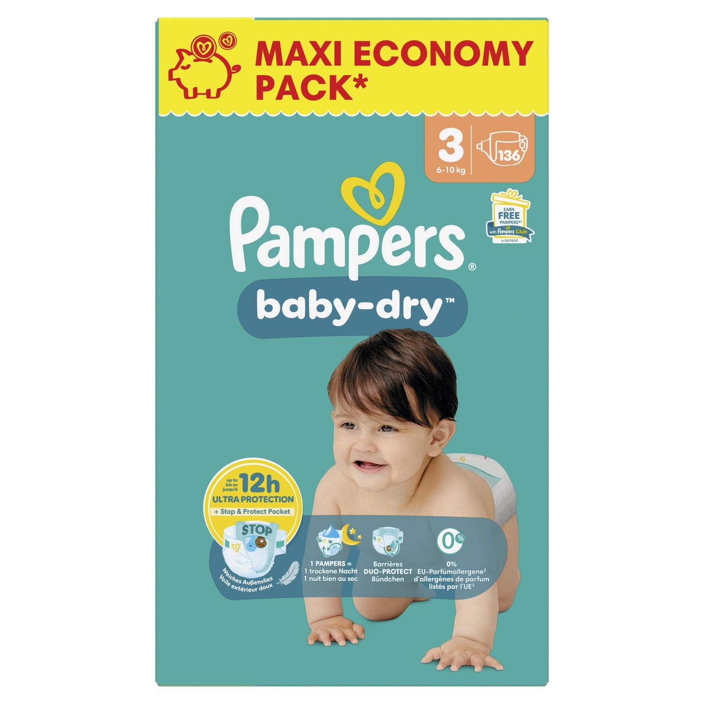 Couches Bébés Baby-Dry 6-10kg Taille 3 PAMPERS 