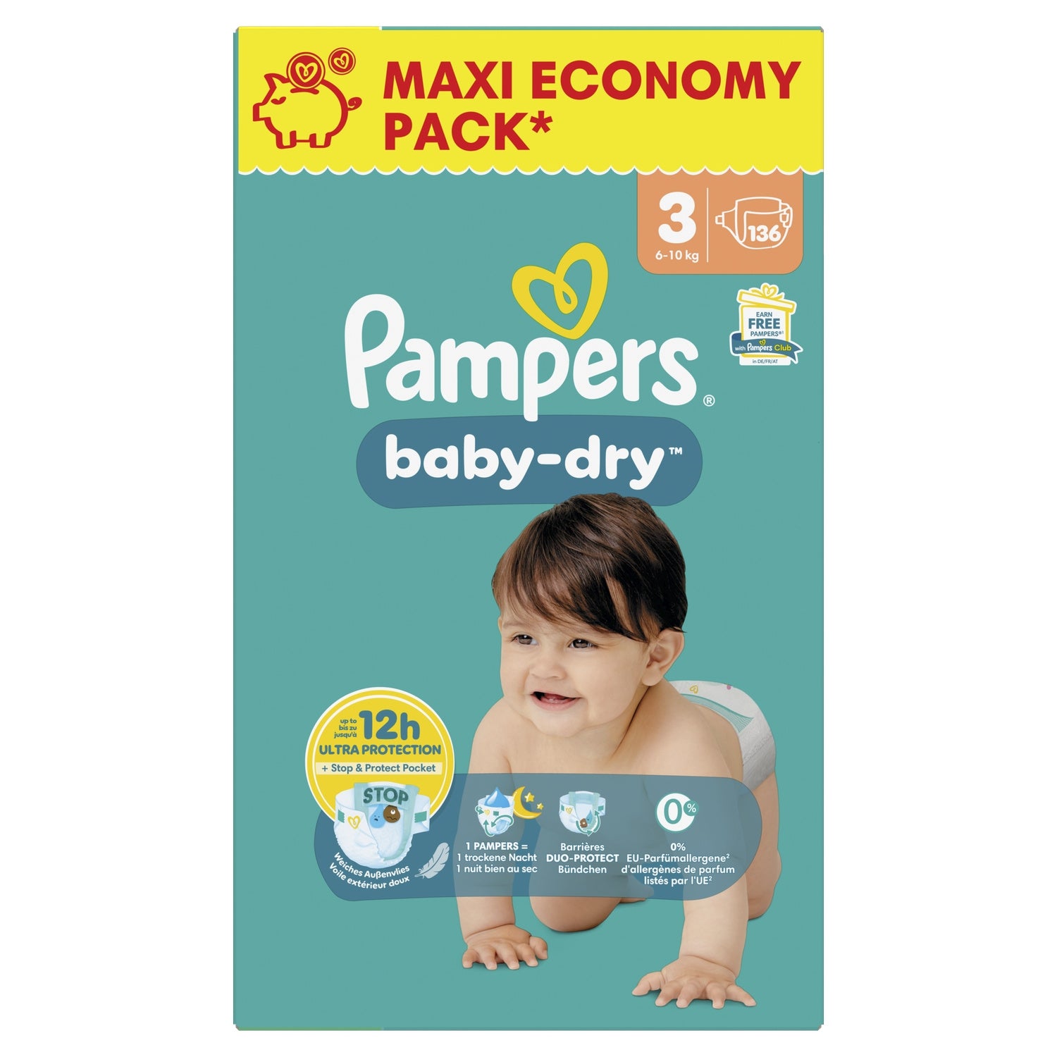 Couches Bébés Baby-Dry 6-10kg Taille 3 PAMPERS 