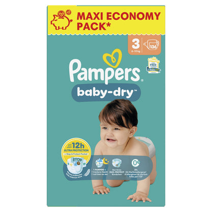 Couches Bébés Baby-Dry 6-10kg Taille 3 PAMPERS 