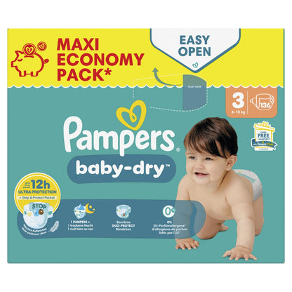 Couches Bébés Baby-Dry 6-10kg Taille 3 PAMPERS 