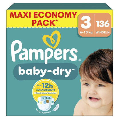 Couches Bébés Baby-Dry 6-10kg Taille 3 PAMPERS 