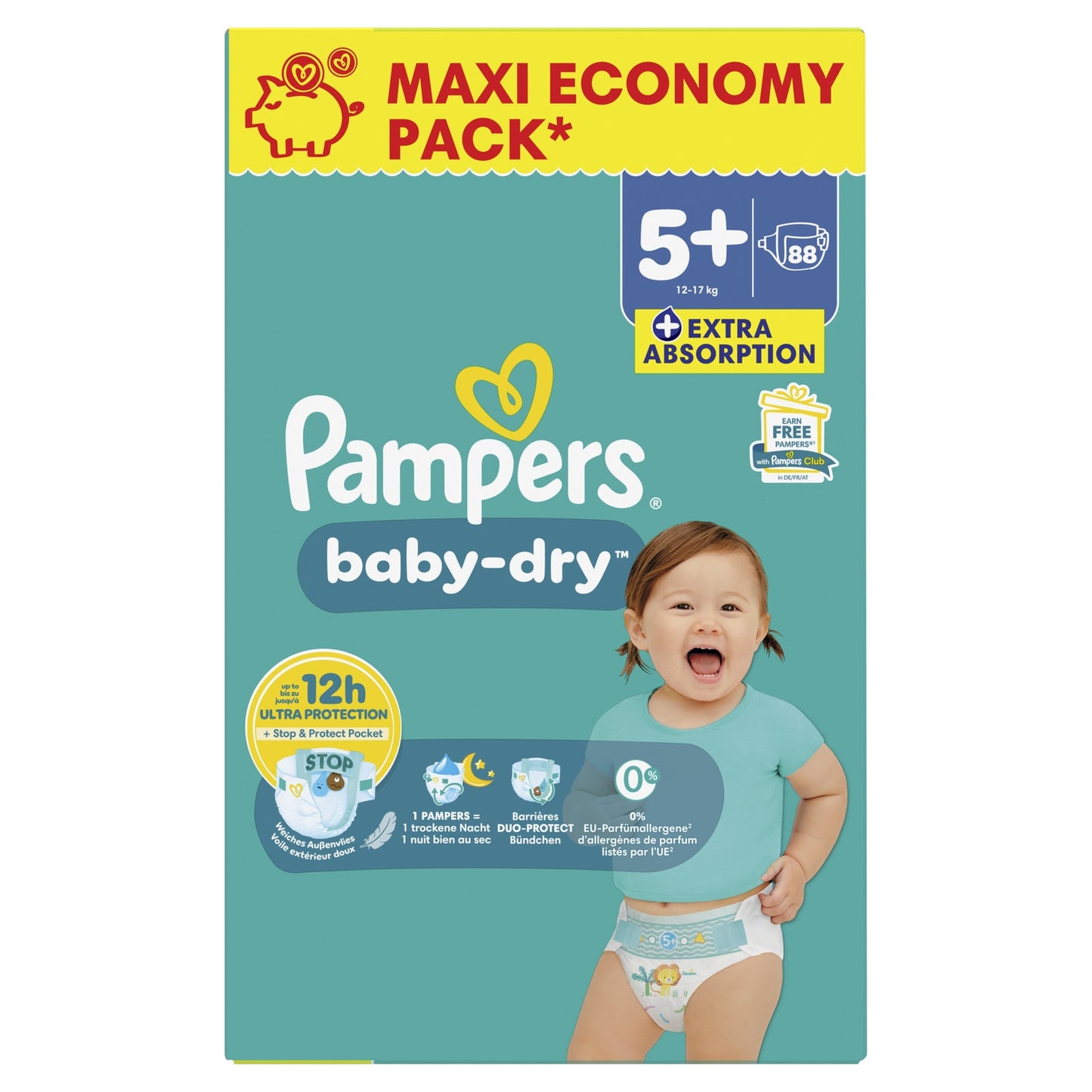 PAMPERS Baby-Dry Baby Diapers 12-17kg Size 5+