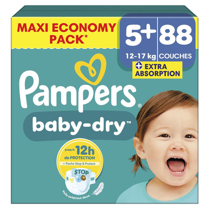 PAMPERS Baby-Dry Baby Diapers 12-17kg Size 5+