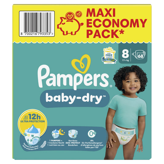 Couches Bébés Baby-Dry 17+kg Taille 8 PAMPERS