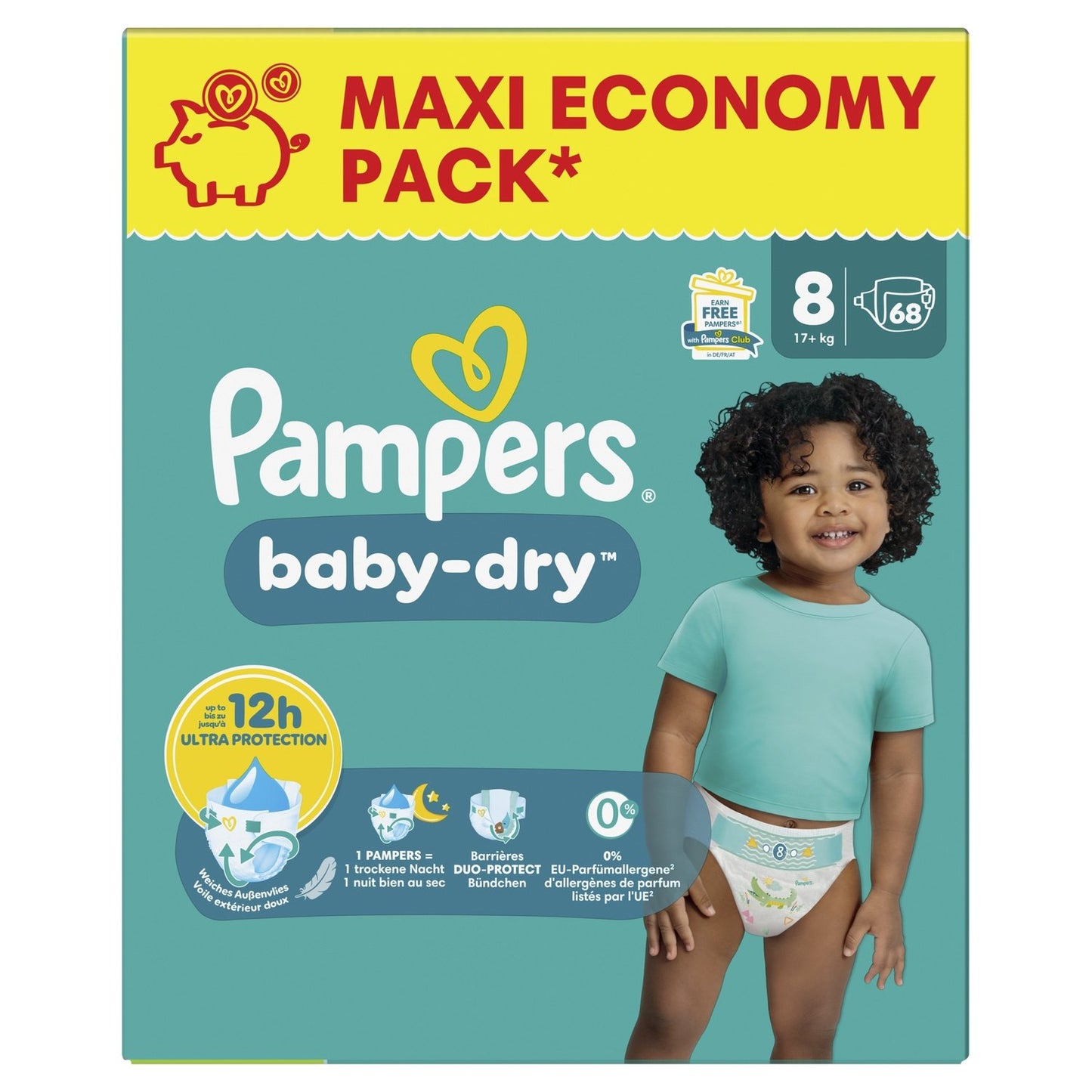 Couches Bébés Baby-Dry 17+kg Taille 8 PAMPERS