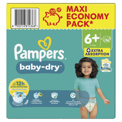 Couches Bébés Baby-Dry 14-19 Kg Taille 6+ PAMPERS