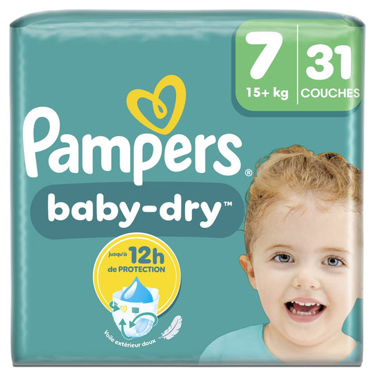 Couches Bébés Baby-Dry 17+ Kg Taille 7 PAMPERS le paquet de 31 couches