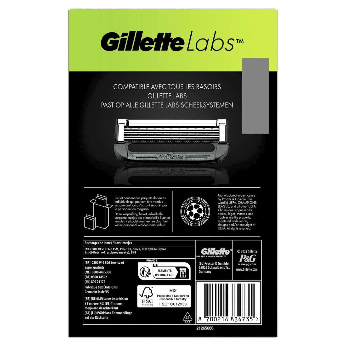 Lames de rasoir Pour Homme Labs GILLETTE 