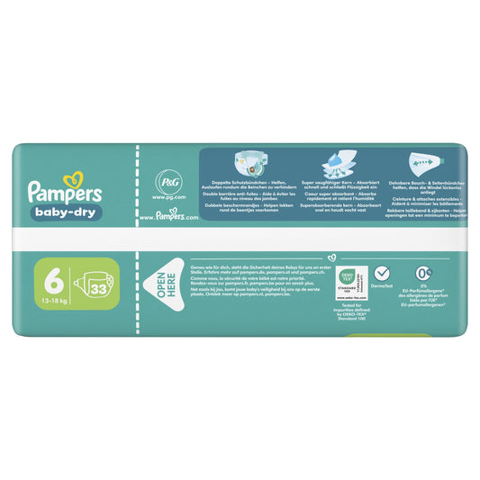 Couches Bébés Baby-Dry 13-18kg Taille 6 PAMPERS