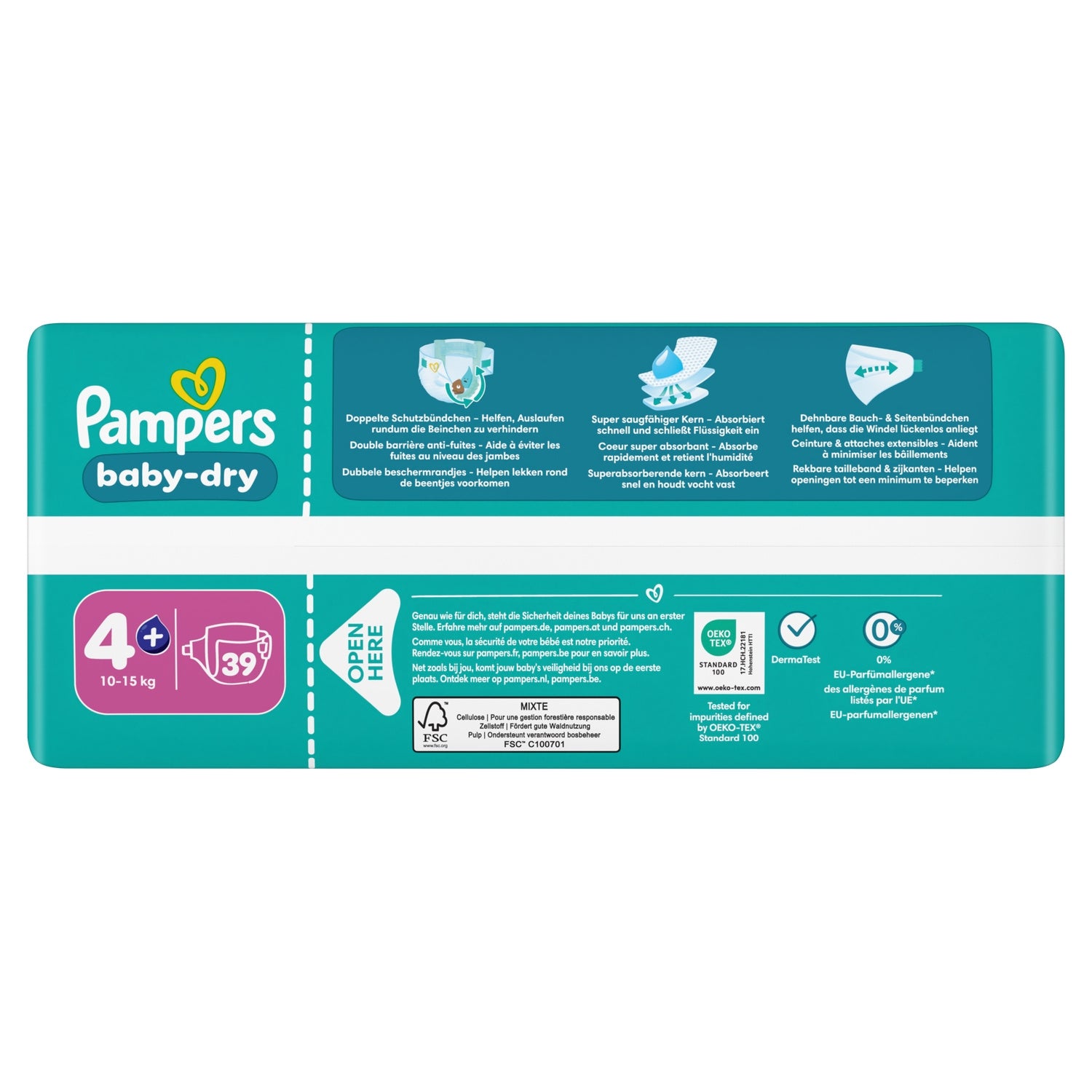 Couches Bébés Baby-Dry 10-15kg Taille 4 + PAMPERS 