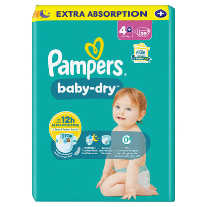 Couches Bébés Baby-Dry 10-15kg Taille 4 + PAMPERS 
