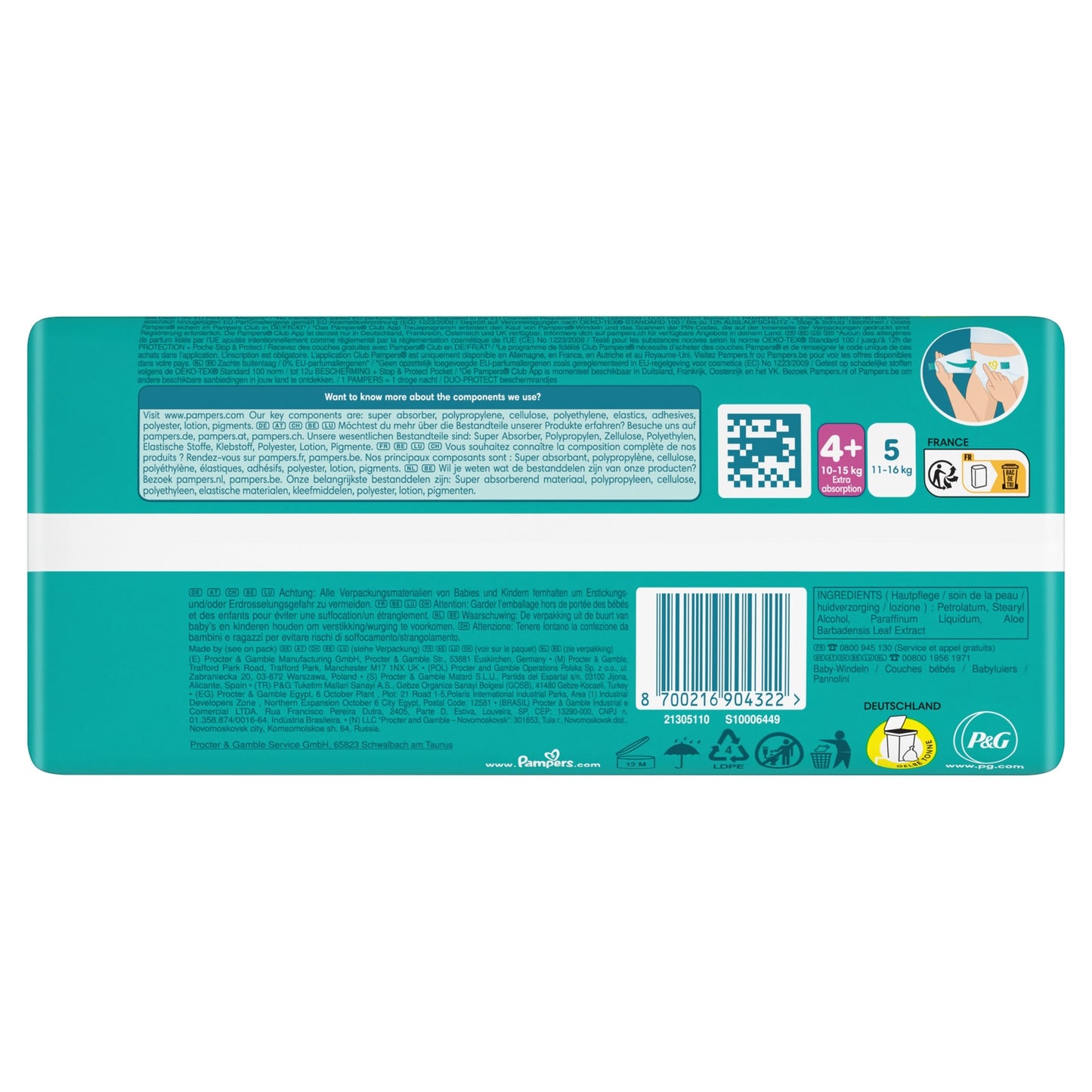 Couches Bébés Baby-Dry 10-15kg Taille 4 + PAMPERS 