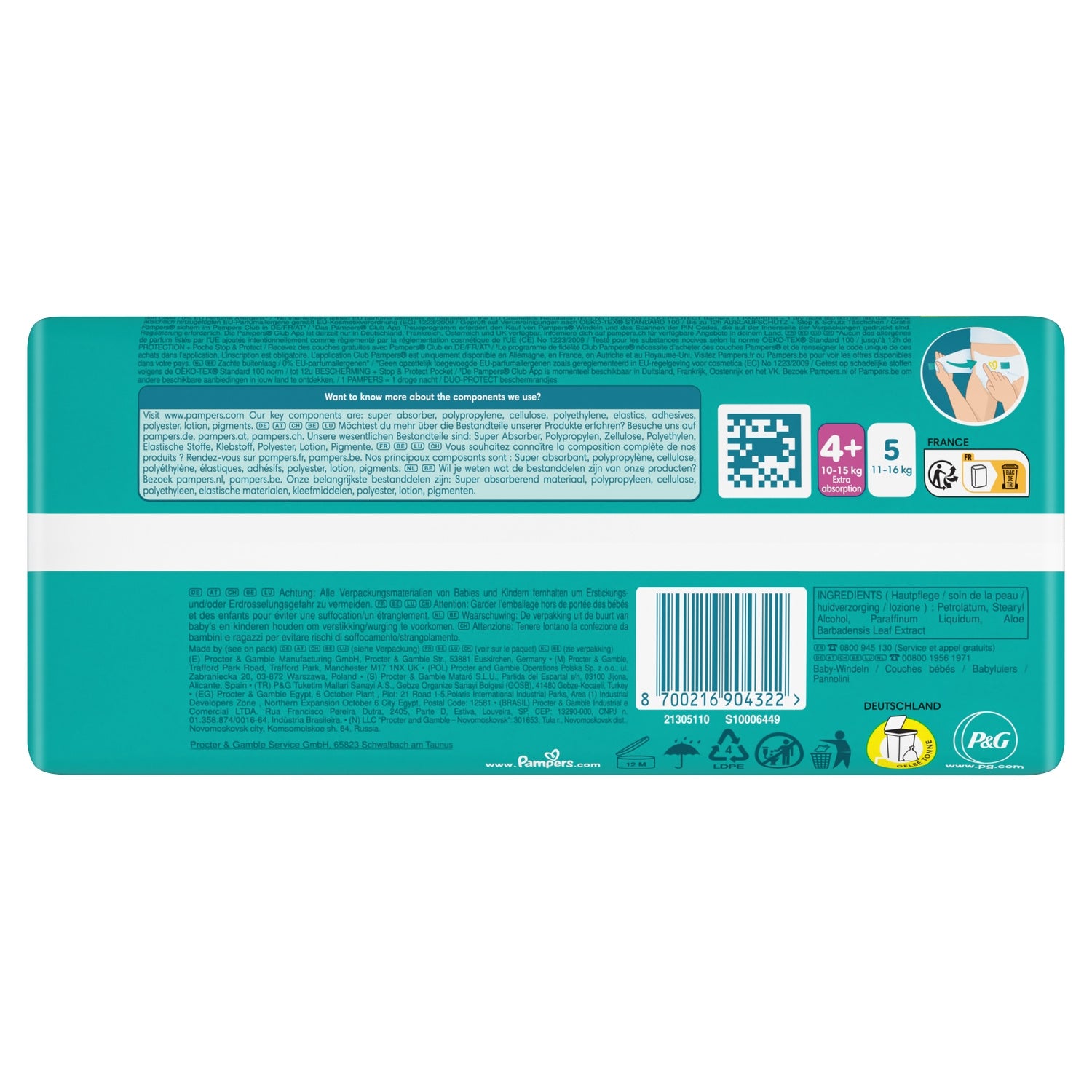 Couches Bébés Baby-Dry 10-15kg Taille 4 + PAMPERS 