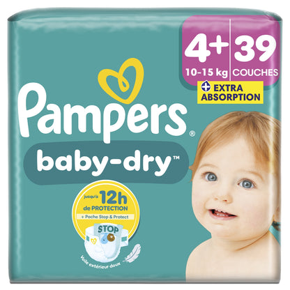 Couches Bébés Baby-Dry 10-15kg Taille 4 + PAMPERS 