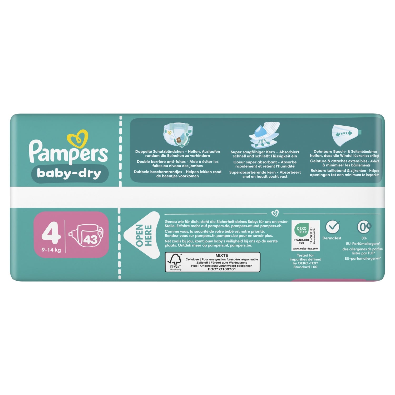 Couches Bébés Baby-Dry 9-14kg Taille 4 PAMPERS 