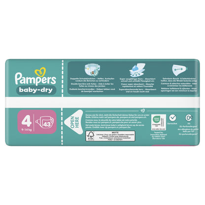 Couches Bébés Baby-Dry 9-14kg Taille 4 PAMPERS 