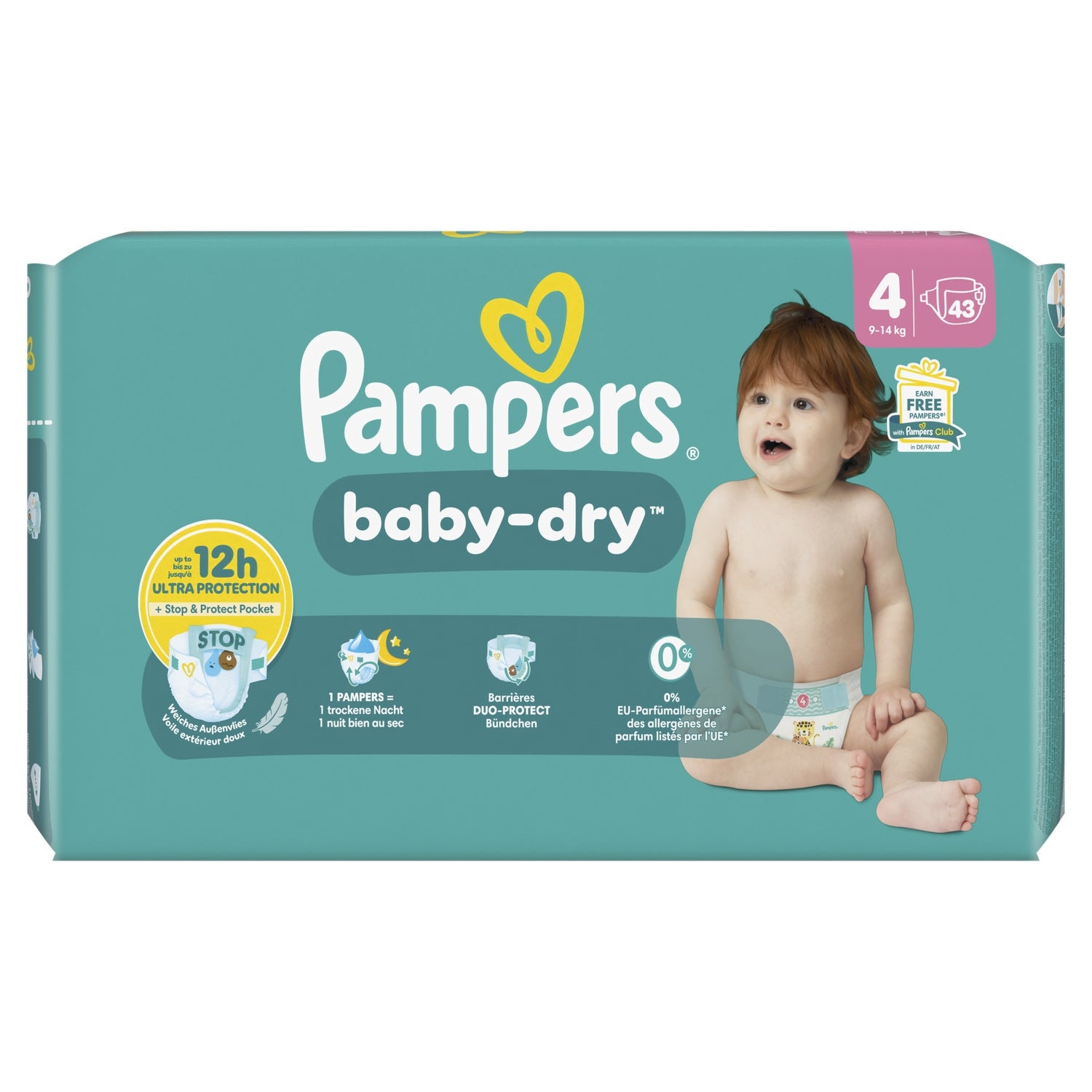Couches Bébés Baby-Dry 9-14kg Taille 4 PAMPERS 