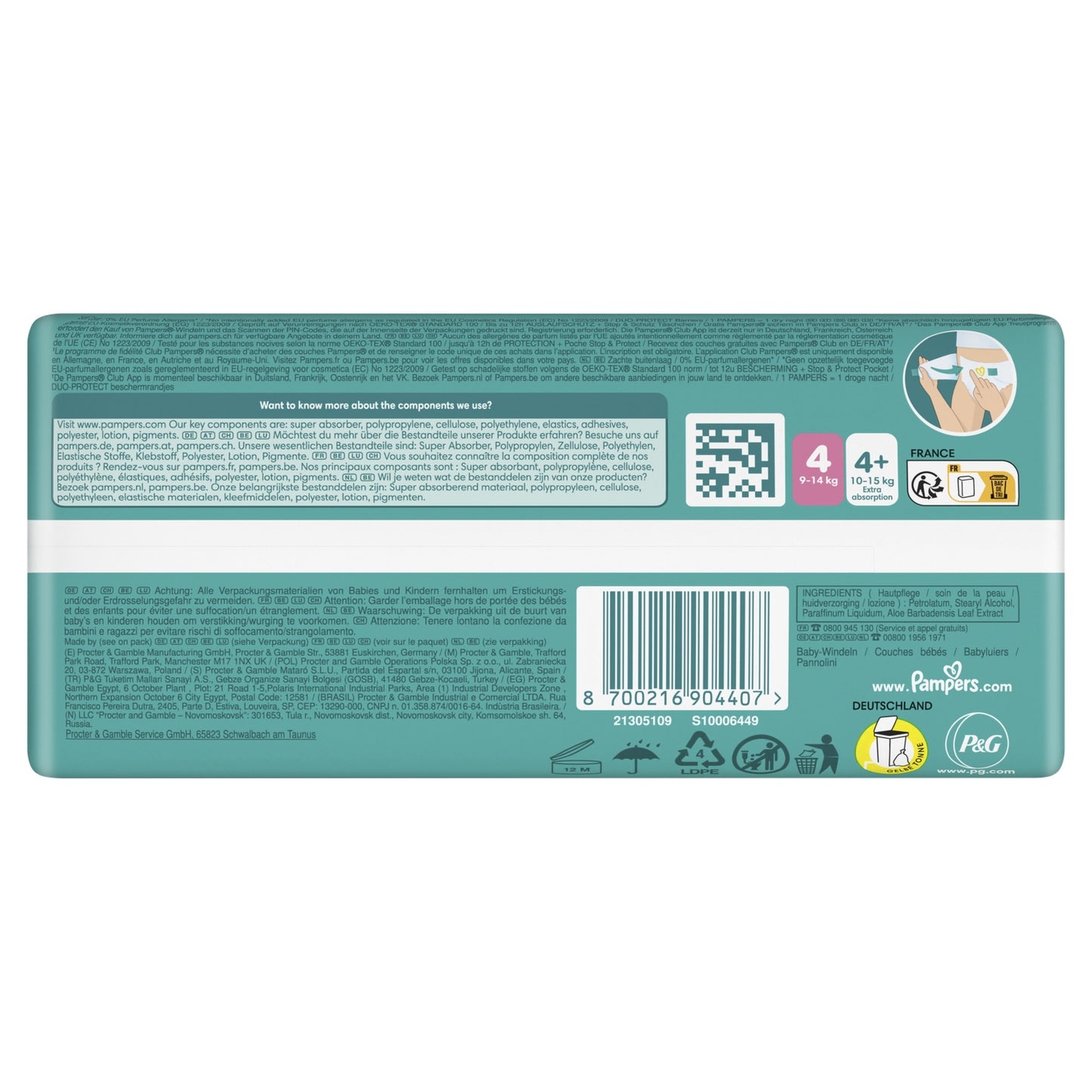 Couches Bébés Baby-Dry 9-14kg Taille 4 PAMPERS 