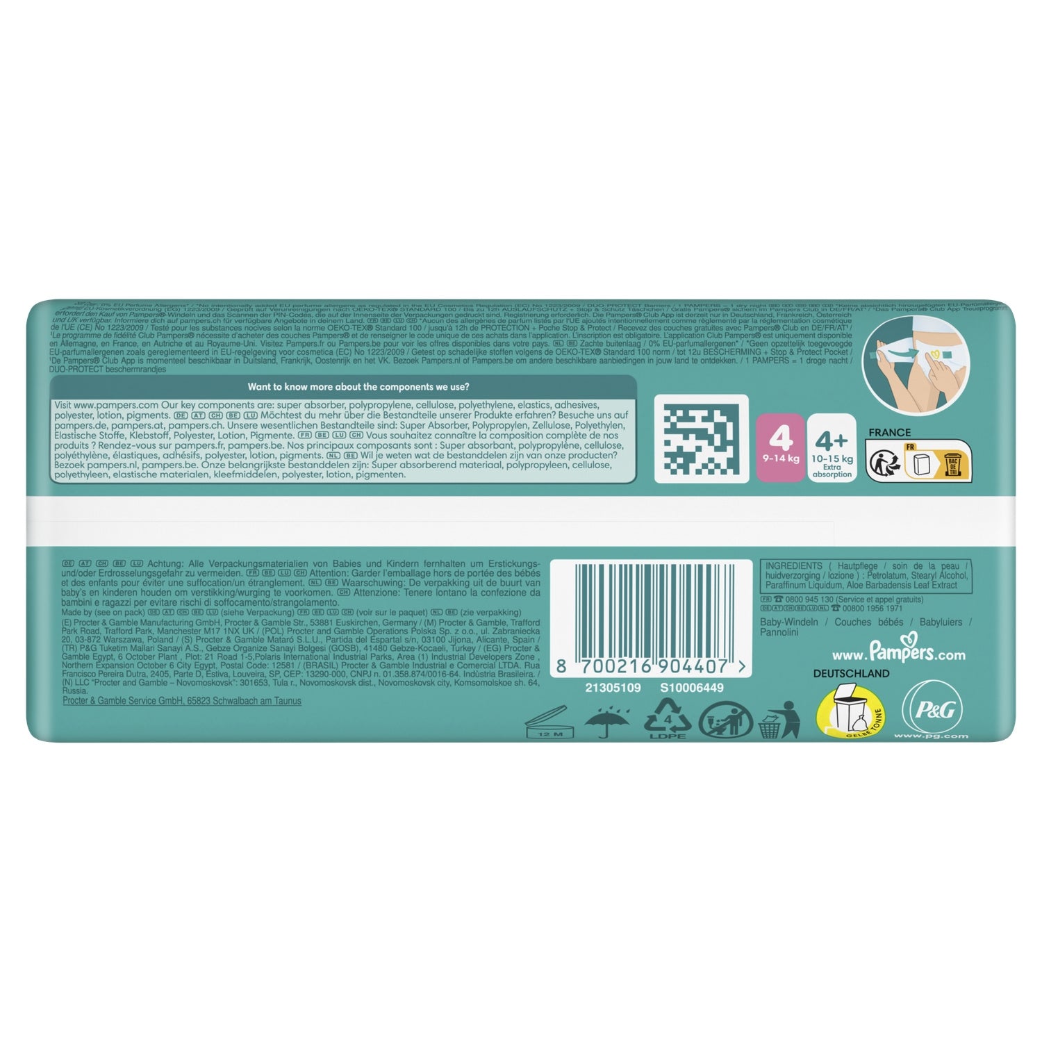 Couches Bébés Baby-Dry 9-14kg Taille 4 PAMPERS 