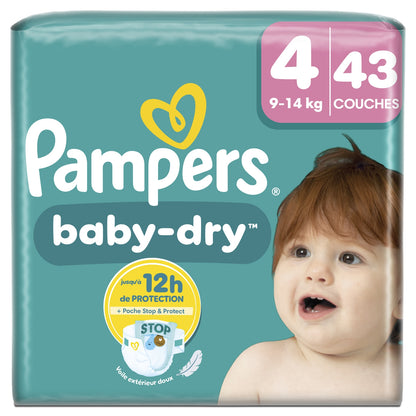 Couches Bébés Baby-Dry 9-14kg Taille 4 PAMPERS 