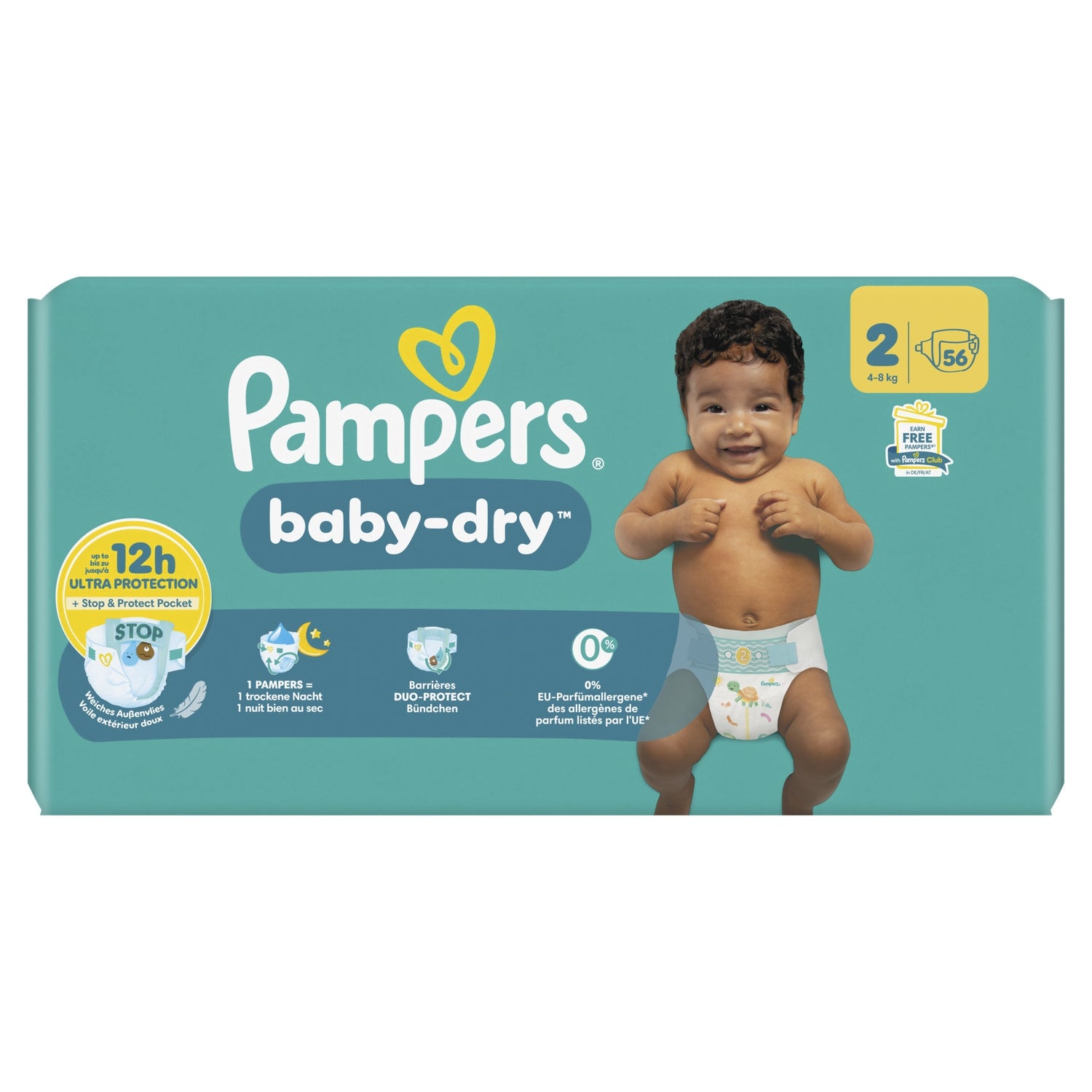 Couches Bébés Baby-Dry 4-8kg Taille 2 PAMPERS 