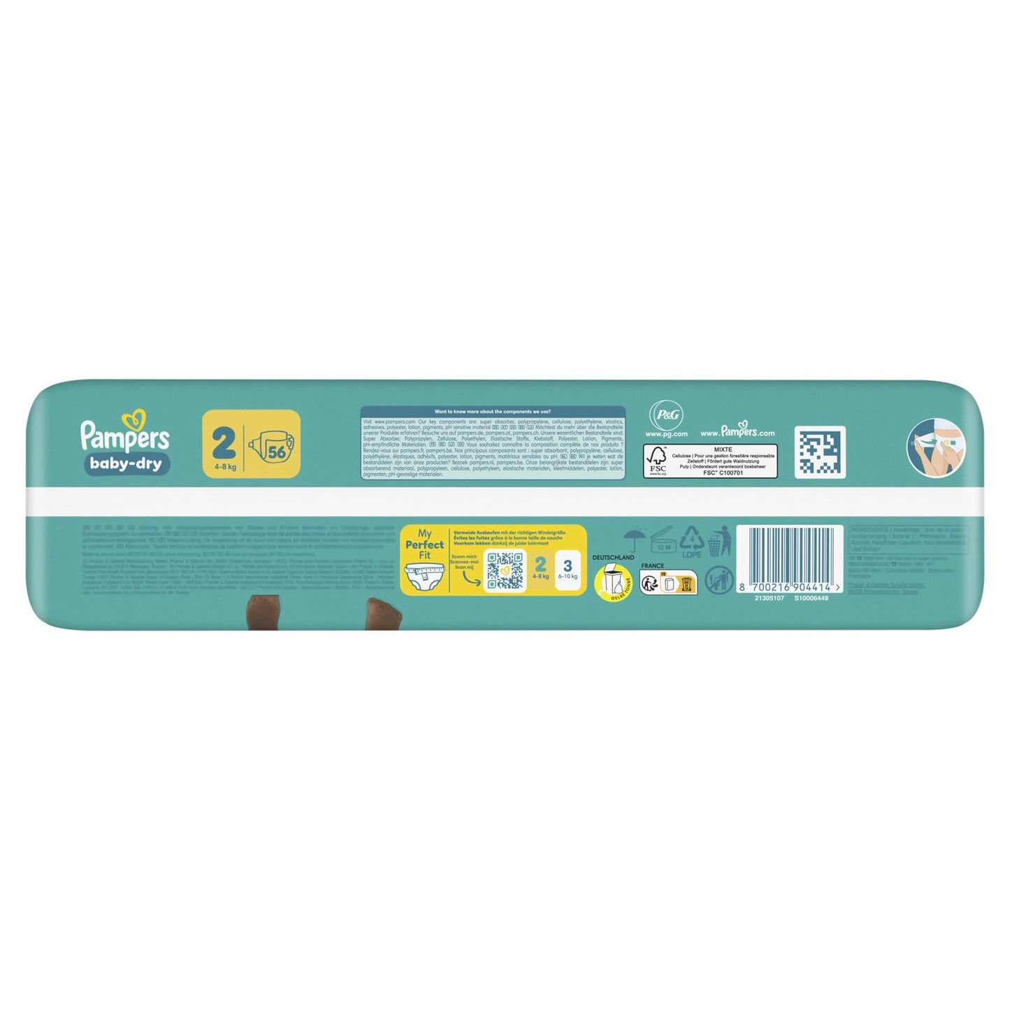 Couches Bébés Baby-Dry 4-8kg Taille 2 PAMPERS 