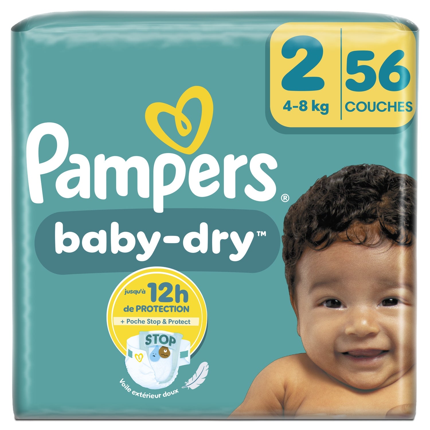 Couches Bébés Baby-Dry 4-8kg Taille 2 PAMPERS 