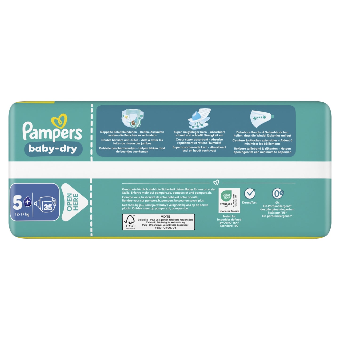 Couches Bébés Baby-Dry 12-17kg Taille 5+ PAMPERS 