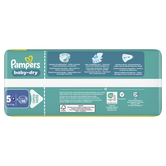 Couches Bébés Baby-Dry 12-17kg Taille 5+ PAMPERS 