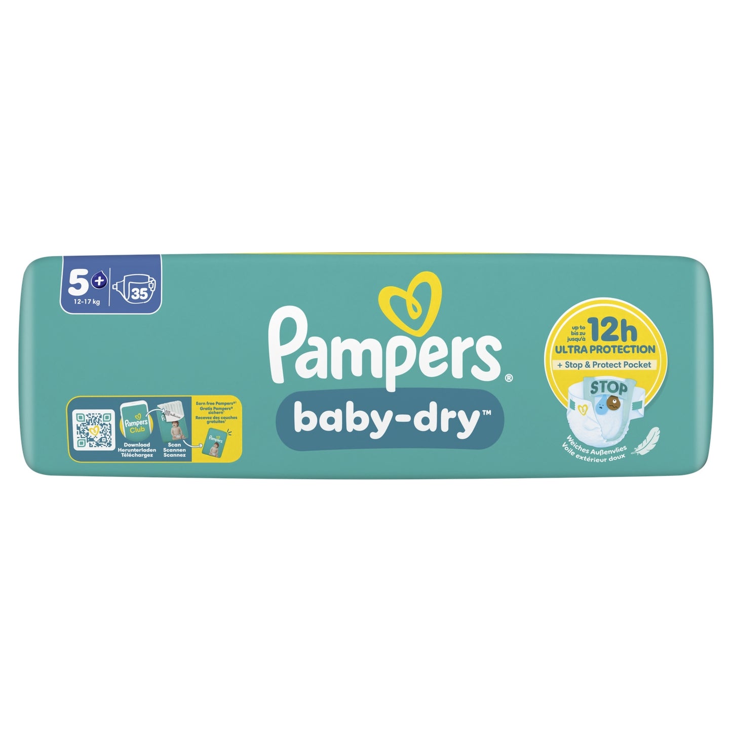 Couches Bébés Baby-Dry 12-17kg Taille 5+ PAMPERS 