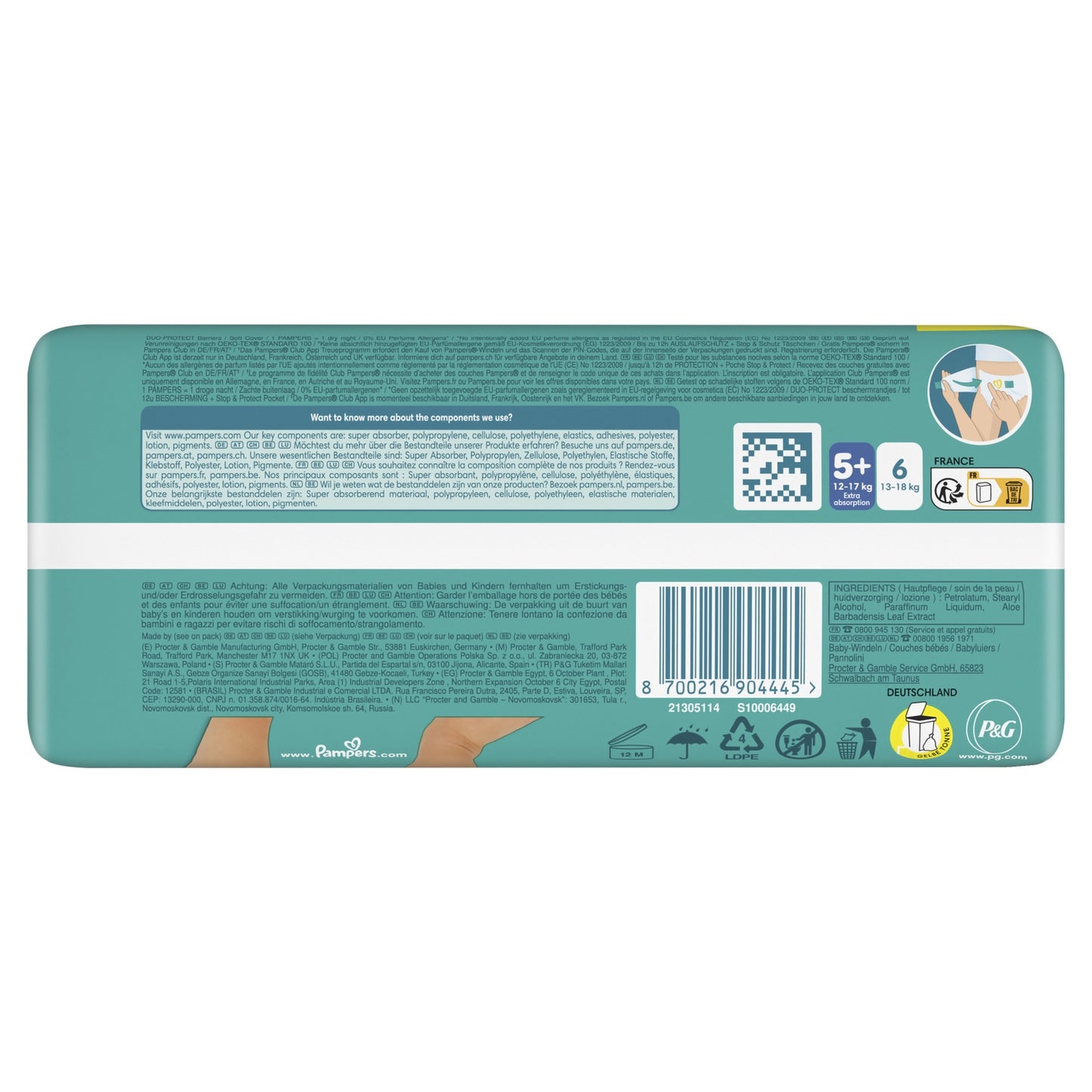 Couches Bébés Baby-Dry 12-17kg Taille 5+ PAMPERS 