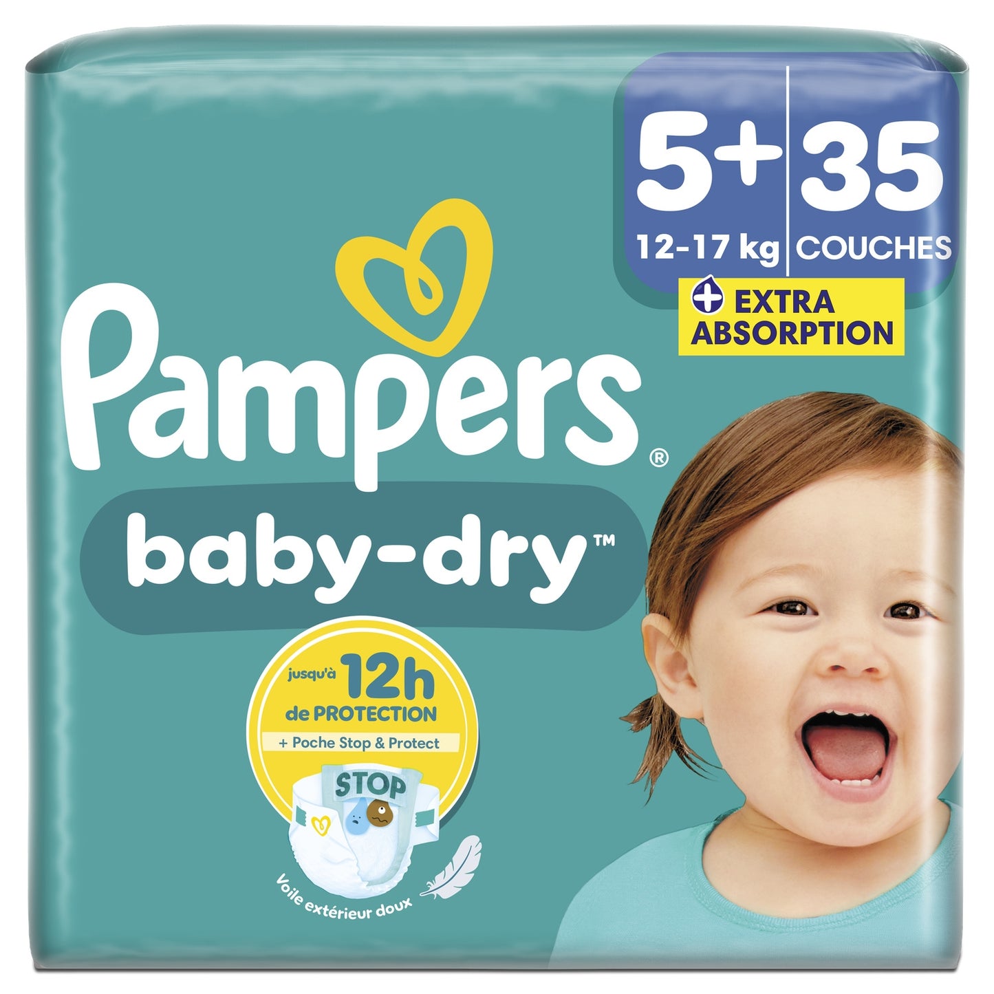 Couches Bébés Baby-Dry 12-17kg Taille 5+ PAMPERS 