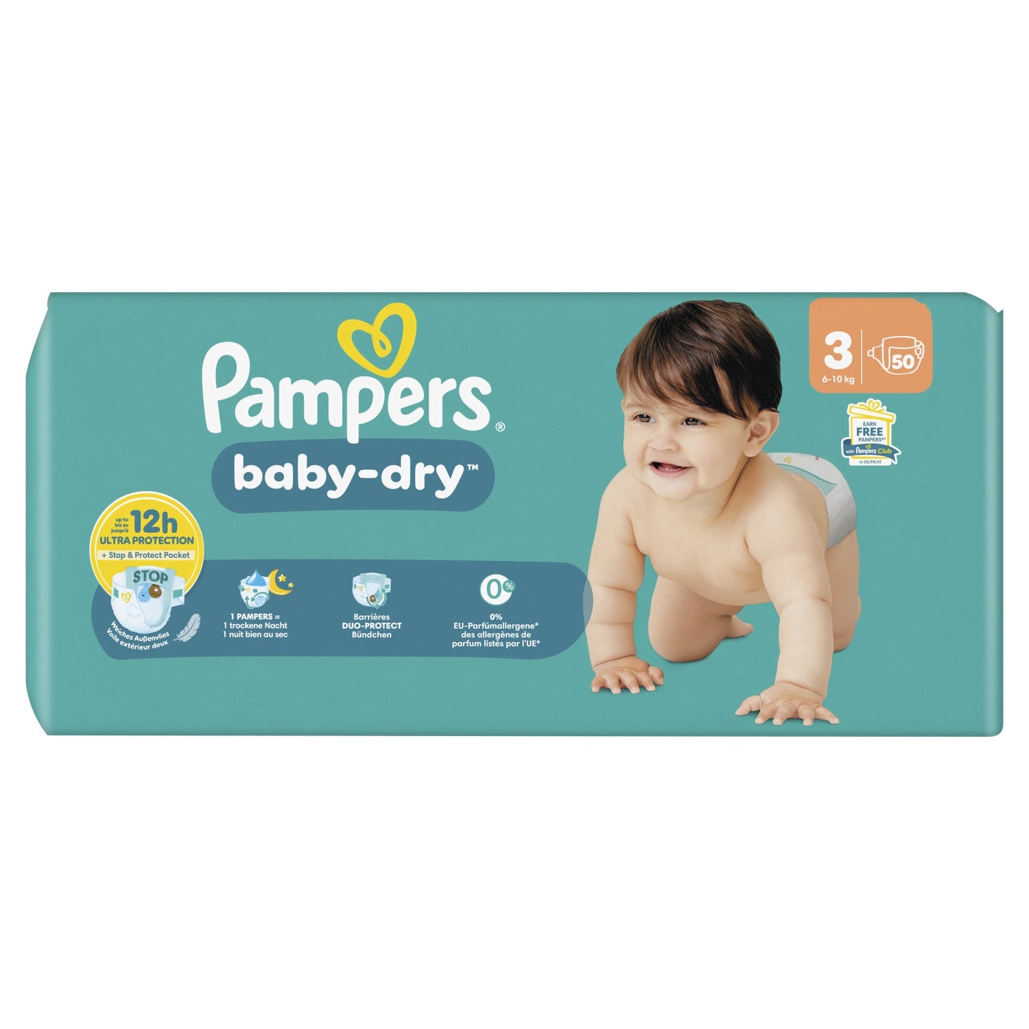 Couches Bébés Baby-Dry 6-10kg Taille 3 PAMPERS 