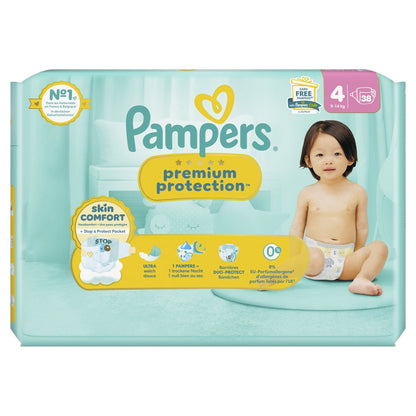 Couches Bébés Premium Protection 9-14kg Taille 4 PAMPERS