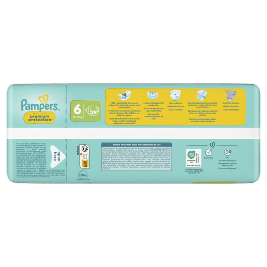 Couches Bébés Premium Protection 13-18kg Taille 6 PAMPERS