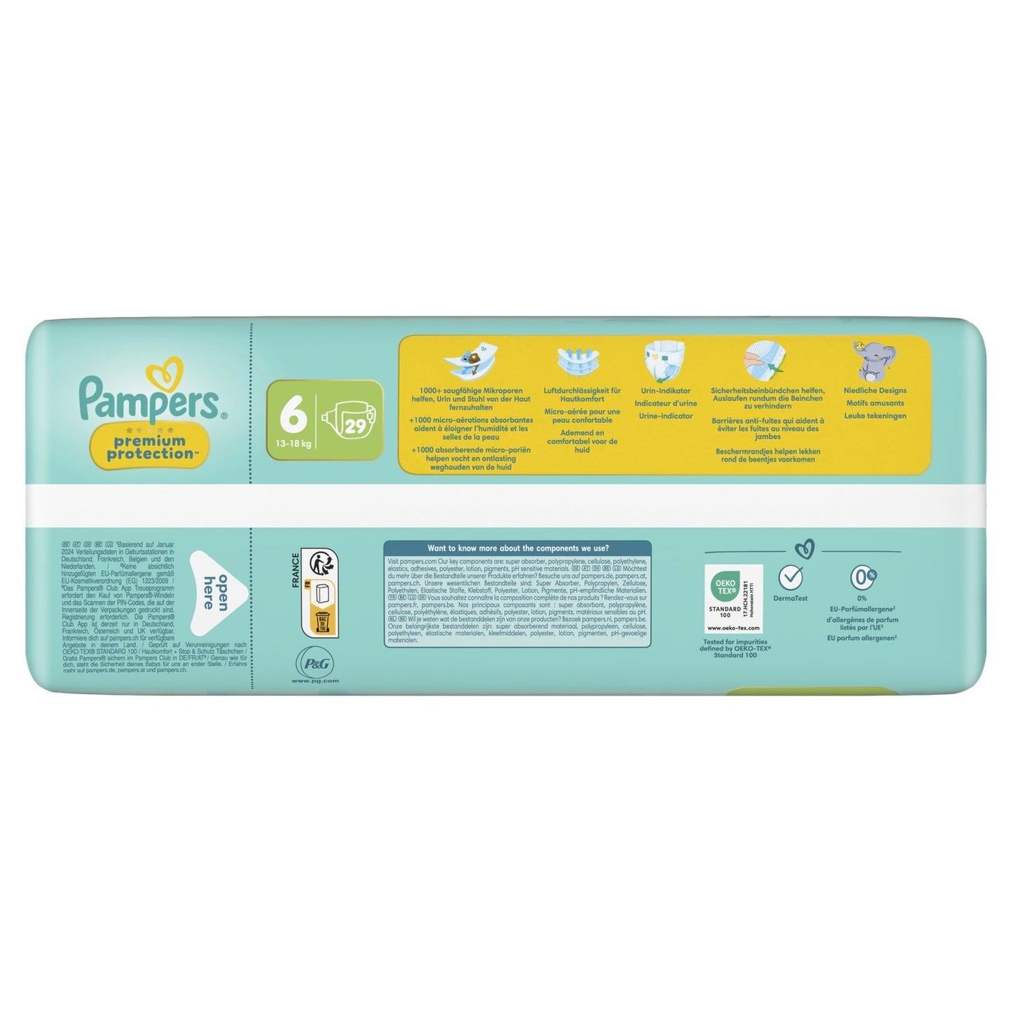 Couches Bébés Premium Protection 13-18kg Taille 6 PAMPERS