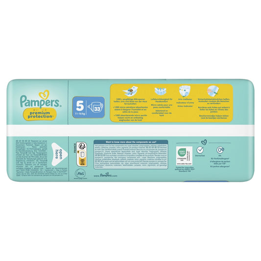 Couches Bébés Premium Protection 11-16kg Taille 5 PAMPERS