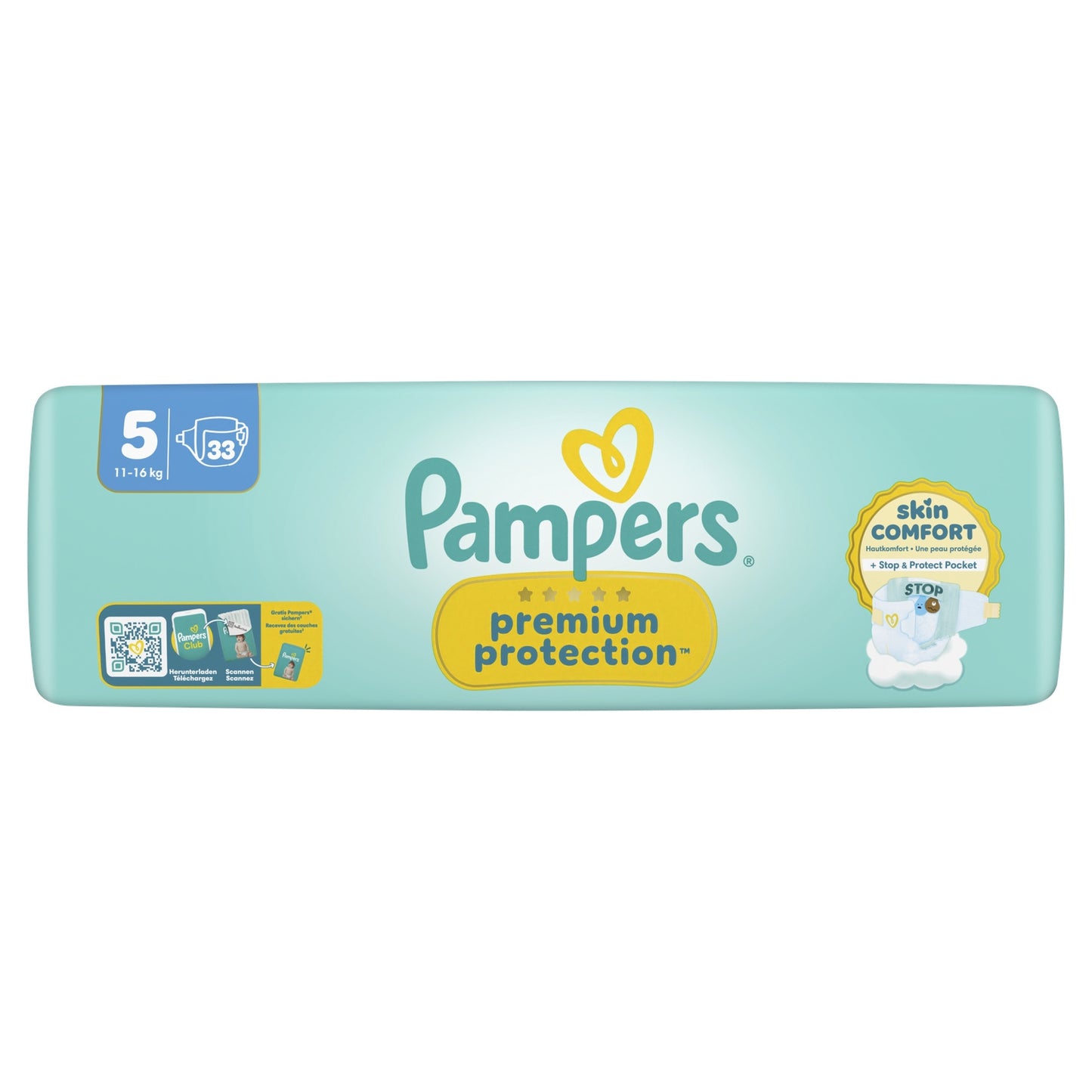 Couches Bébés Premium Protection 11-16kg Taille 5 PAMPERS