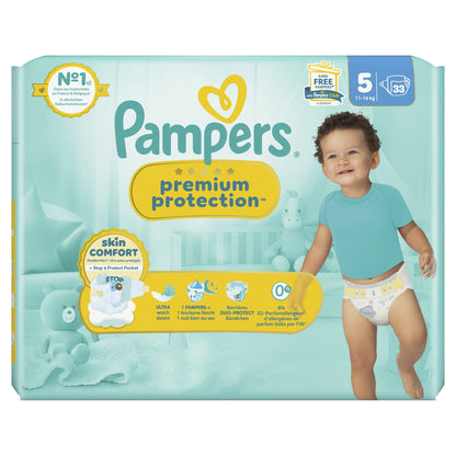 Couches Bébés Premium Protection 11-16kg Taille 5 PAMPERS