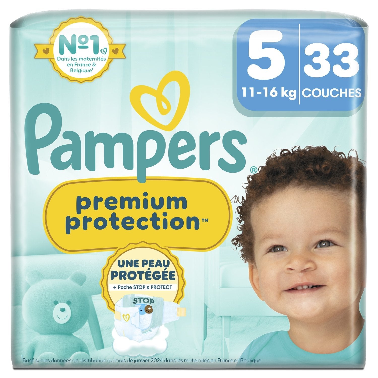 Couches Bébés Premium Protection 11-16kg Taille 5 PAMPERS le paquet de 33 couches