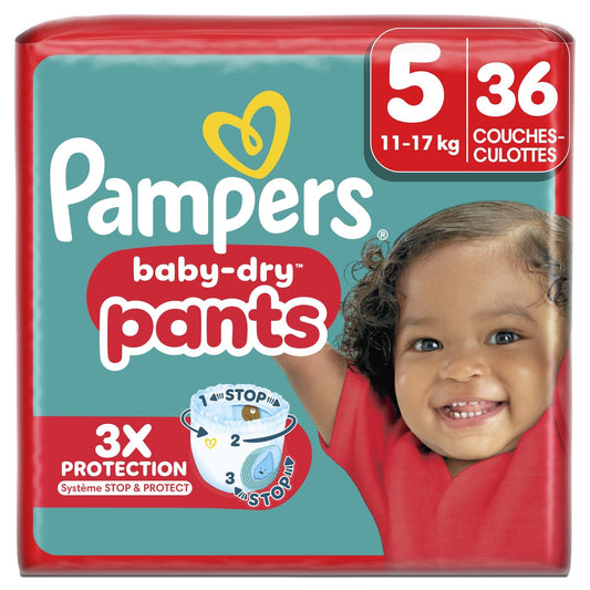 Couches Culottes Bébé Baby-Dry Pants 11-17kg Taille 5 PAMPERS le paquet de 36 couches culottes