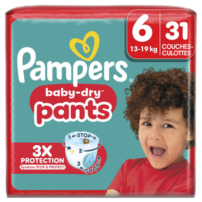 Couches Culottes Bébés Baby-Dry Pants 13-19kg Taille 6 PAMPERS 