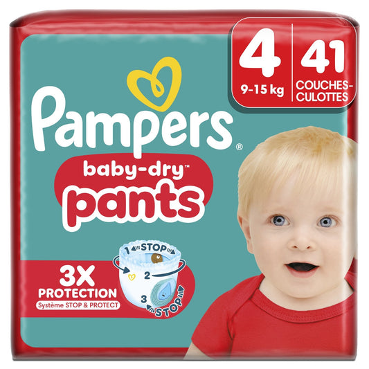 Couches Culottes Bébés Baby-Dry Pants 9-15kg Taille 4 PAMPERS le paquet de 41 couches culottes
