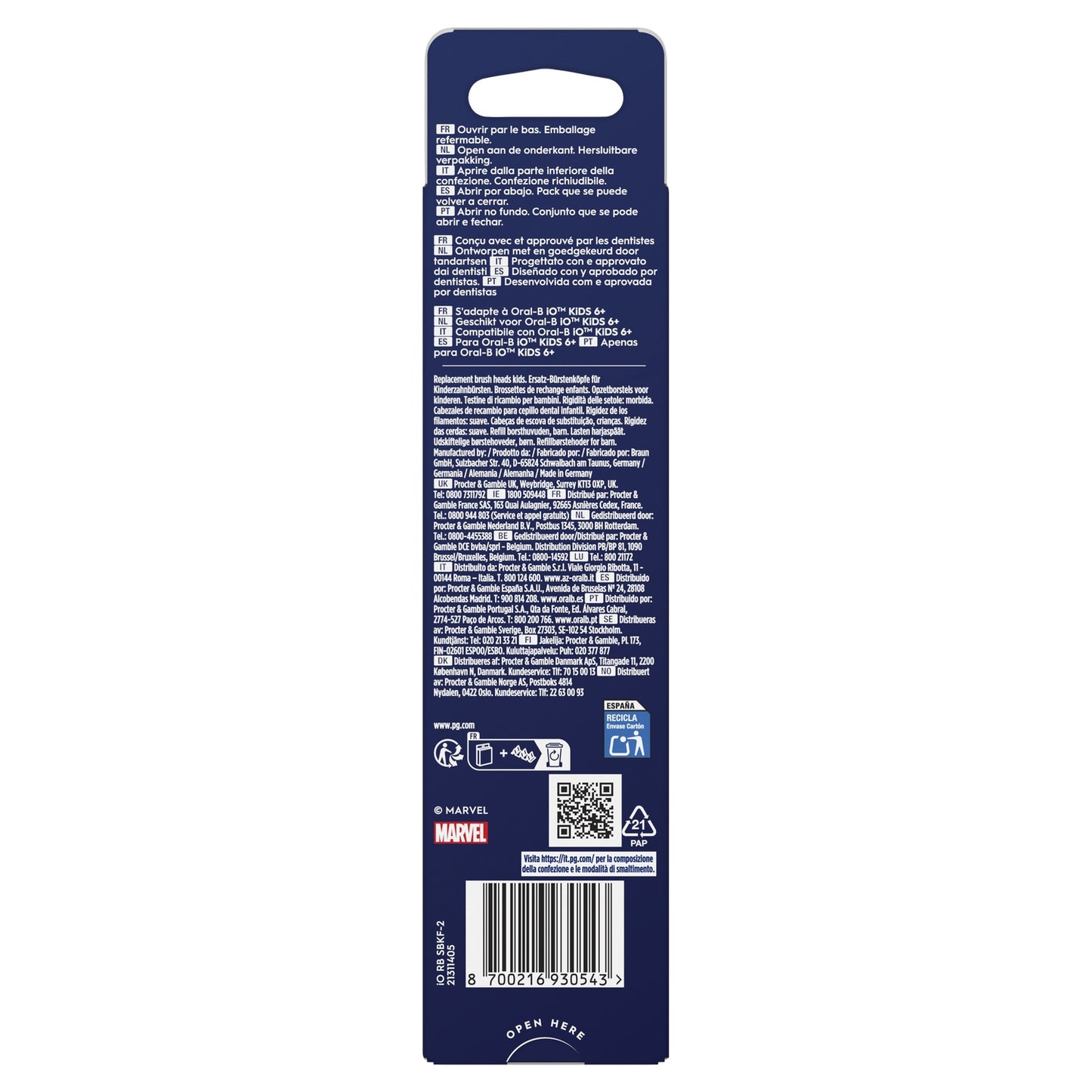 Brossettes iO Kids Enfant 6 Ans+ Spiderman ORAL-B 