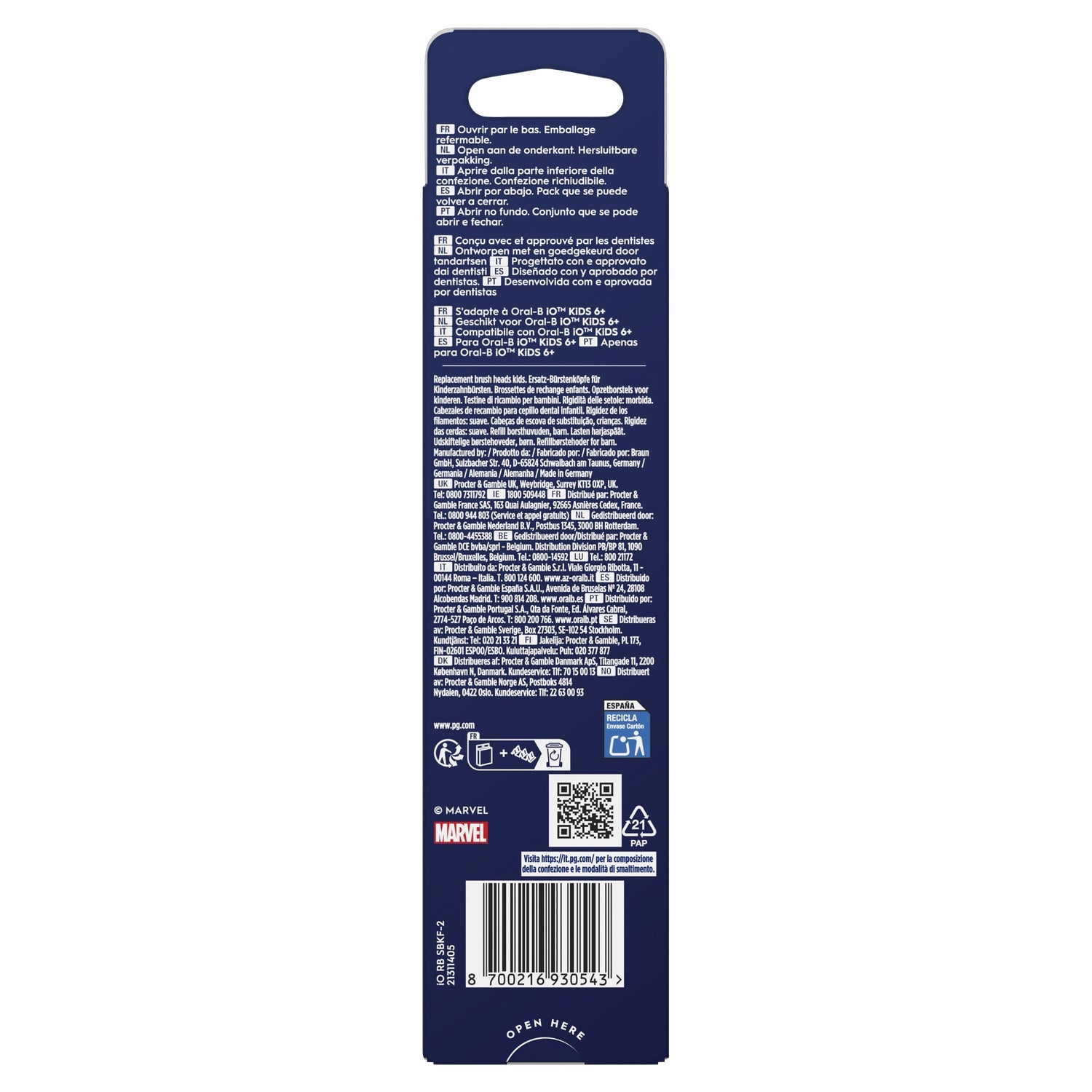 Brossettes iO Kids Enfant 6 Ans+ Spiderman ORAL-B 