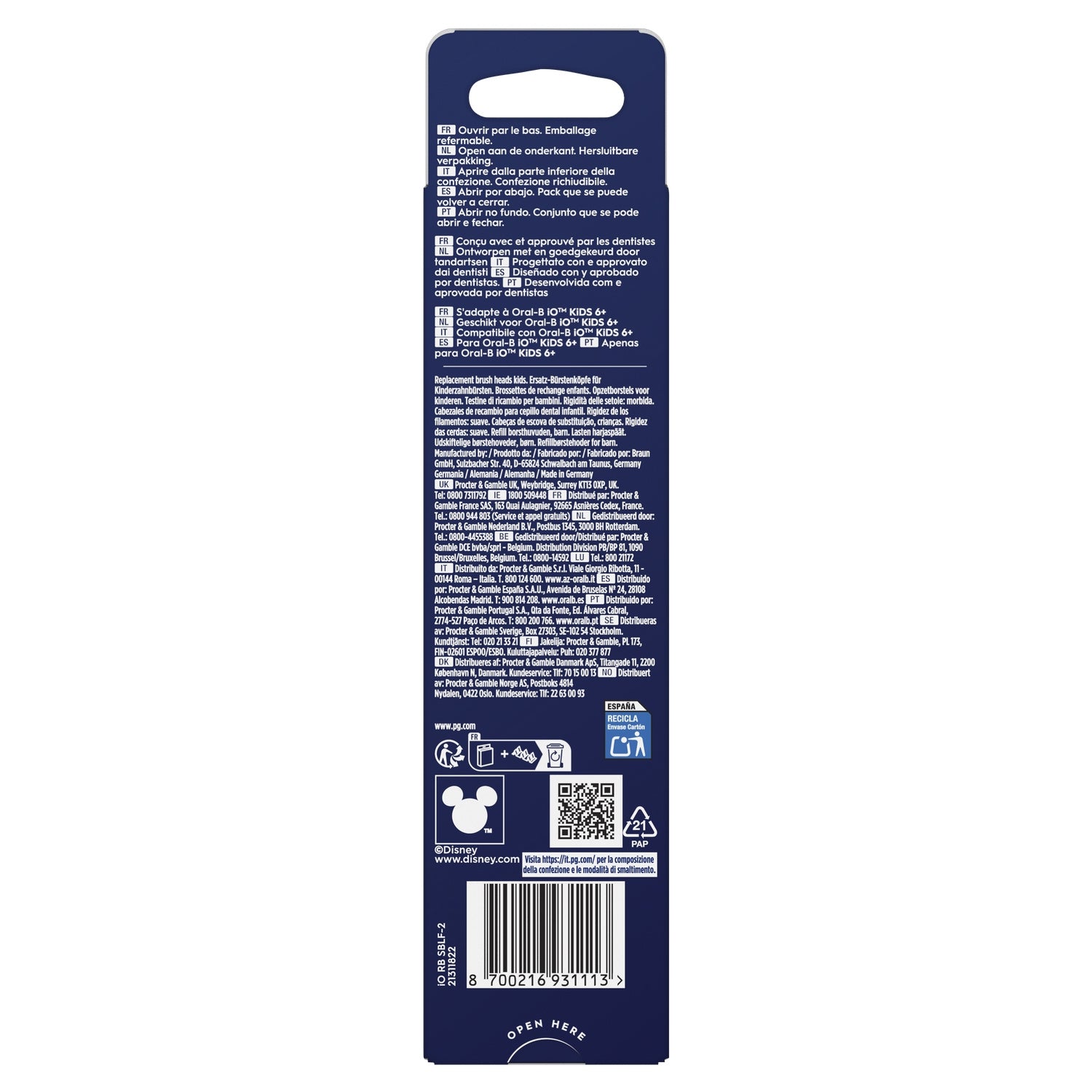 Brossettes Électrique Enfant 6 ans+ iO Brins Extra Souples Stitch ORAL-B 